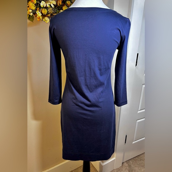 LILLY PULITZER Palmetto Pima Cotton V Neck T Shirt Dress in True Navy NWT Sz XS - Picture 7 of 14